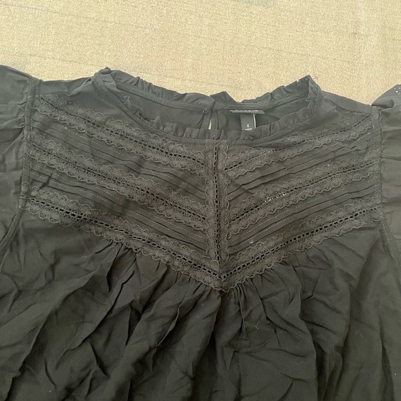 [4/4X]Torrid Eyelet Pintuck Detail Black Sleeveless Ruffled Blouse - Picture 6 of 12